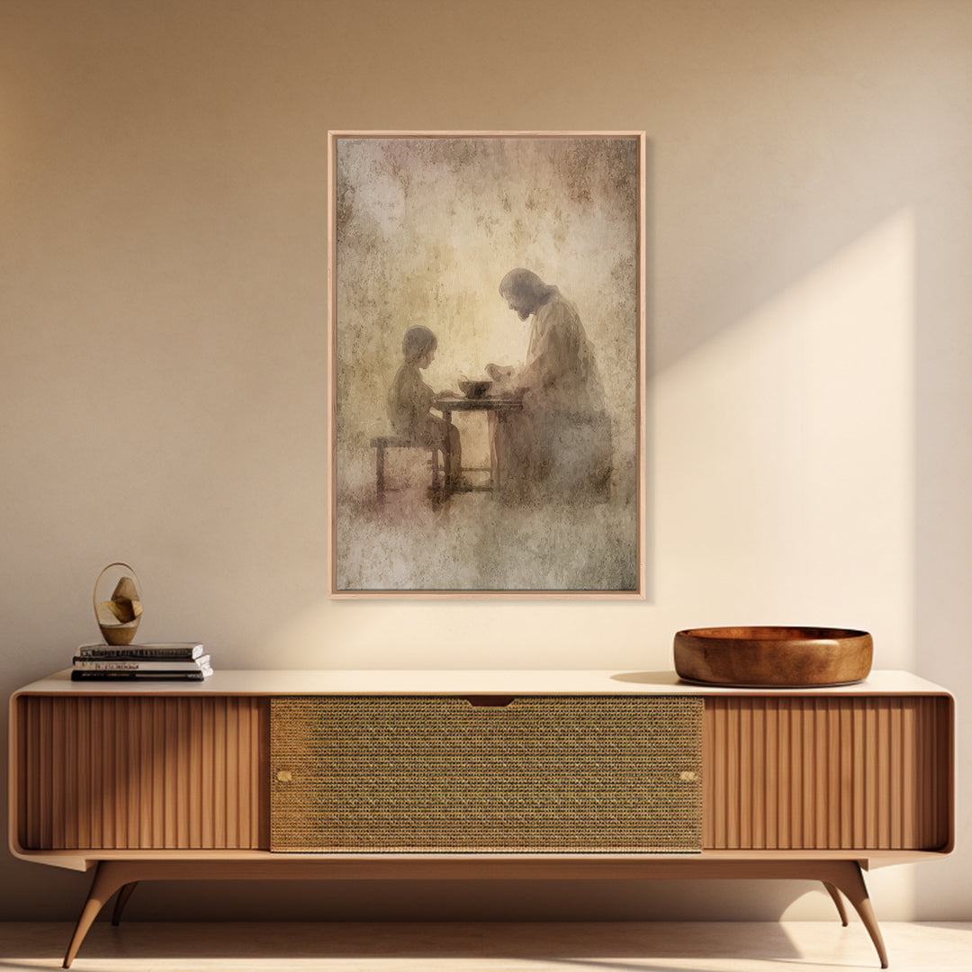 Quiet Communion – Framed Canvas Print – Christian Wall Art – Christian Art Canvas – Jesus Painting – Minimalist Christian Art – Christian D