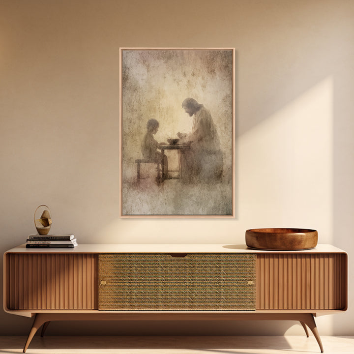 Quiet Communion – Framed Canvas Print – Christian Wall Art – Christian Art Canvas – Jesus Painting – Minimalist Christian Art – Christian D