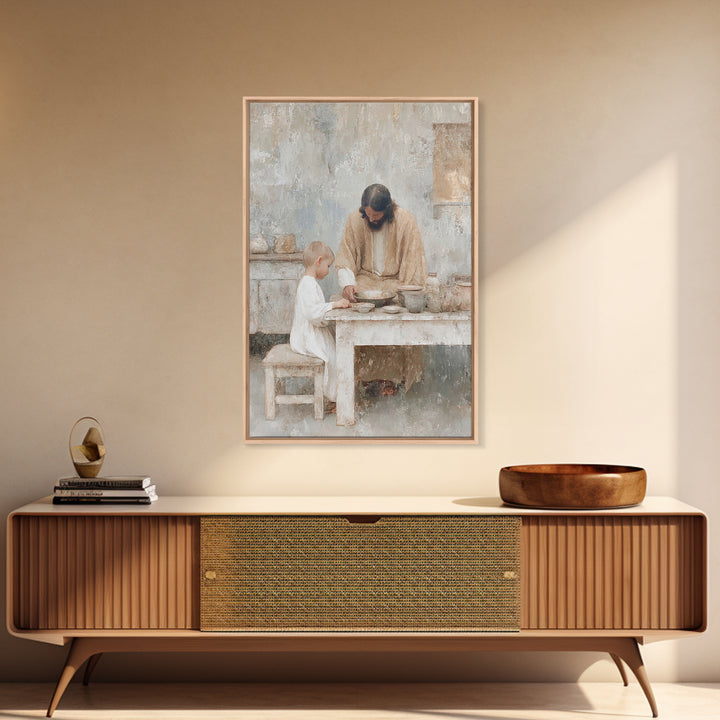 Humble Teaching – Framed Canvas Print – Christian Wall Art – Christian Art Canvas – Jesus Painting – Vintage Christian Art – Christian Home