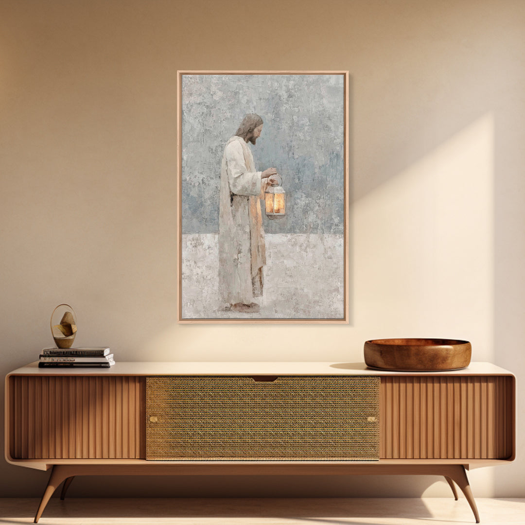 Soft Dawn Light – Framed Canvas Print – Christian Wall Art – Christian Art Canvas – Jesus Painting – Minimalist Christian Art – Christian D
