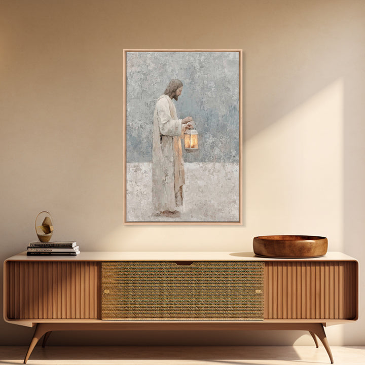 Soft Dawn Light – Framed Canvas Print – Christian Wall Art – Christian Art Canvas – Jesus Painting – Minimalist Christian Art – Christian D