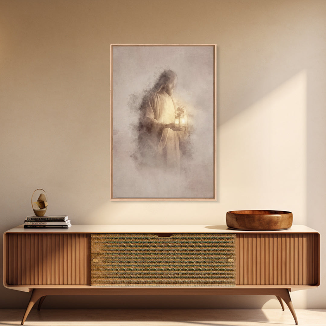 Heavenly Glow – Framed Canvas Print – Christian Wall Art – Jesus Painting – Christian Art Canvas – Subtle Christian Art – Christian Home De