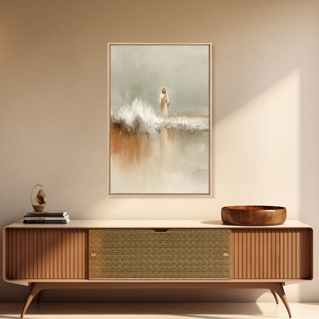 Waves Of Mercy | Framed Canvas Print | Jesus Painting | Christian Art Canvas | Christian Christmas Art | Modern Christian Art | Christian D
