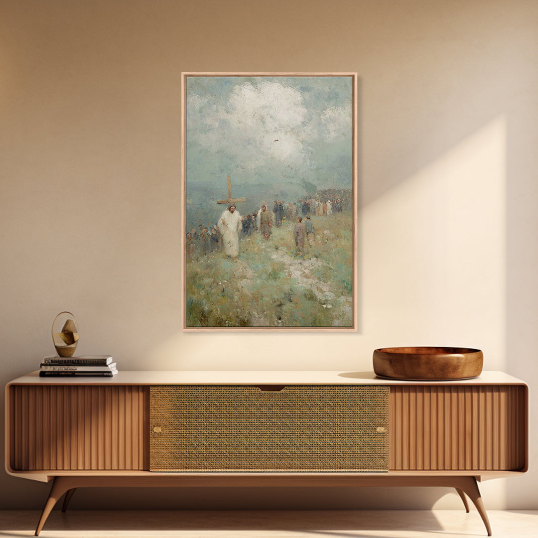 Hilltop Covenant – Framed Canvas Print – Christian Art Gift – Jesus Painting – Christian Art Canvas – Modern Christian Painting – Christmas