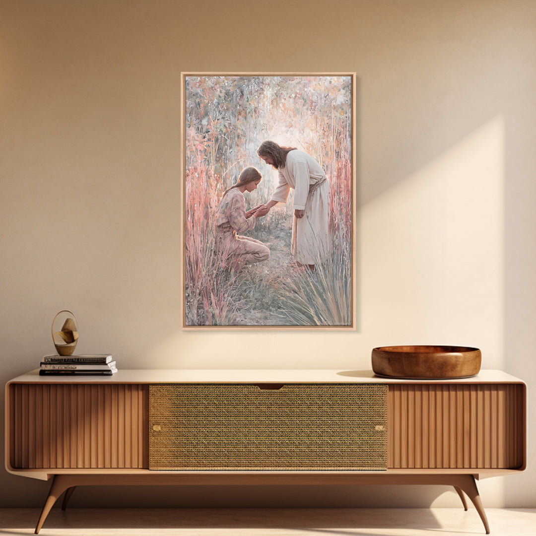 Path of Healing, Framed Canvas Print, Christian Art Canvas, Jesus Painting, Christian Wall Art, Christian Art Print, Modern Christian Art