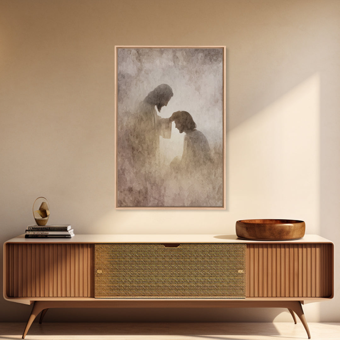 Quiet Anointed Light – Framed Canvas Print – Jesus Painting – Christian Art Print – Christian Wall Art – Christian Art Canvas – Christian G