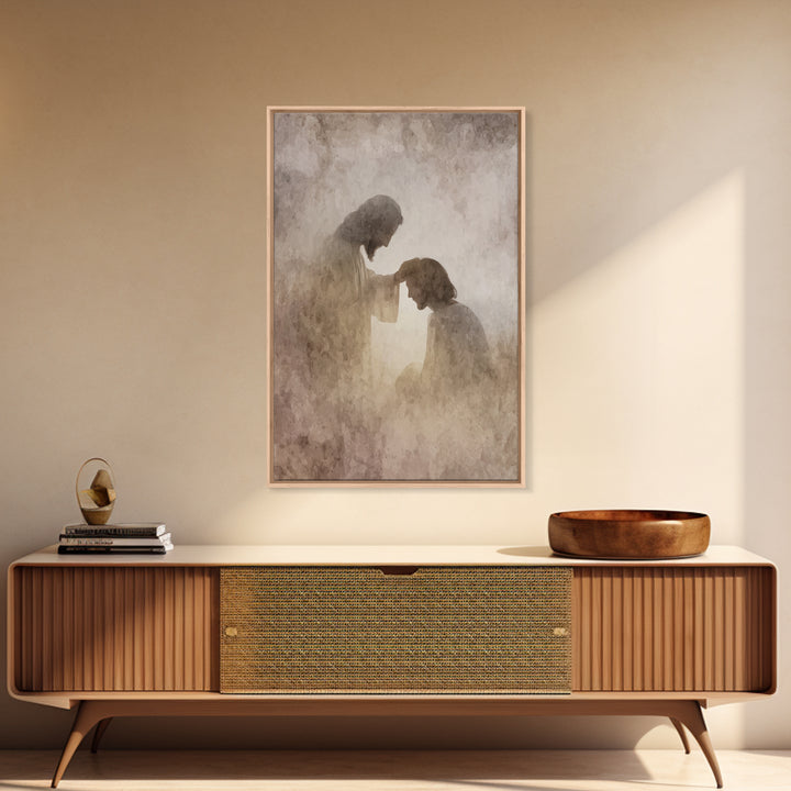 Quiet Anointed Light – Framed Canvas Print – Jesus Painting – Christian Art Print – Christian Wall Art – Christian Art Canvas – Christian G