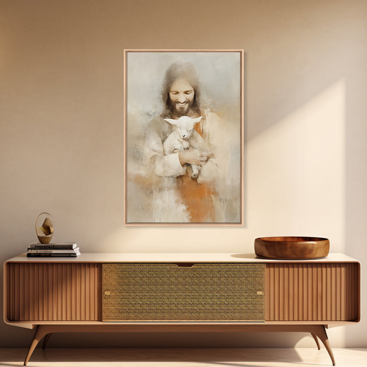 Lamb of Joy – Framed Canvas Print – Christian Art Canvas – Christian Painting – Jesus Art Print – Christian Wall Art – Christian Decor – Ch