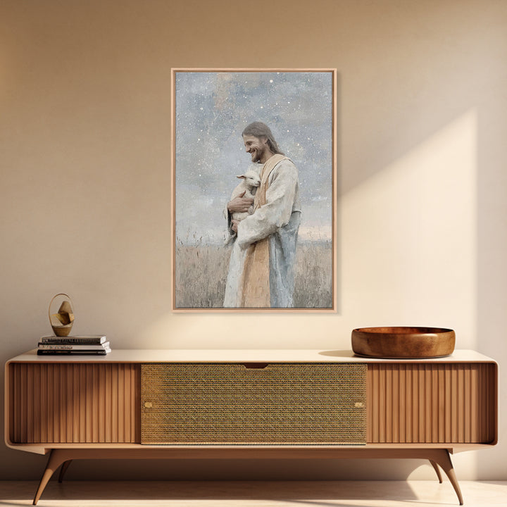 Joyful Meadow Grace – Framed Canvas Print – Christian Art Print – Jesus Painting – Christian Wall Art – Christian Decor – Christian Gift Id