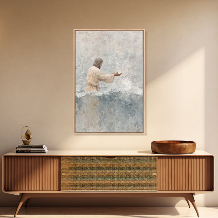 Living Waters Peace – Framed Canvas Print – Christian Art Canvas – Christian Art Print – Jesus Painting – Christian Wall Art – Christian Gi