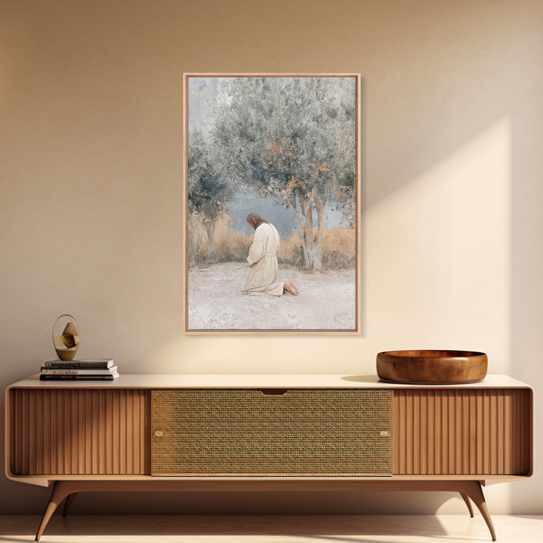 Humble Devotion, Framed Canvas Print, Jesus Painting, Christian Wall Art, Subtle Christian Paintings, Christian Art Canvas, Christian Chris