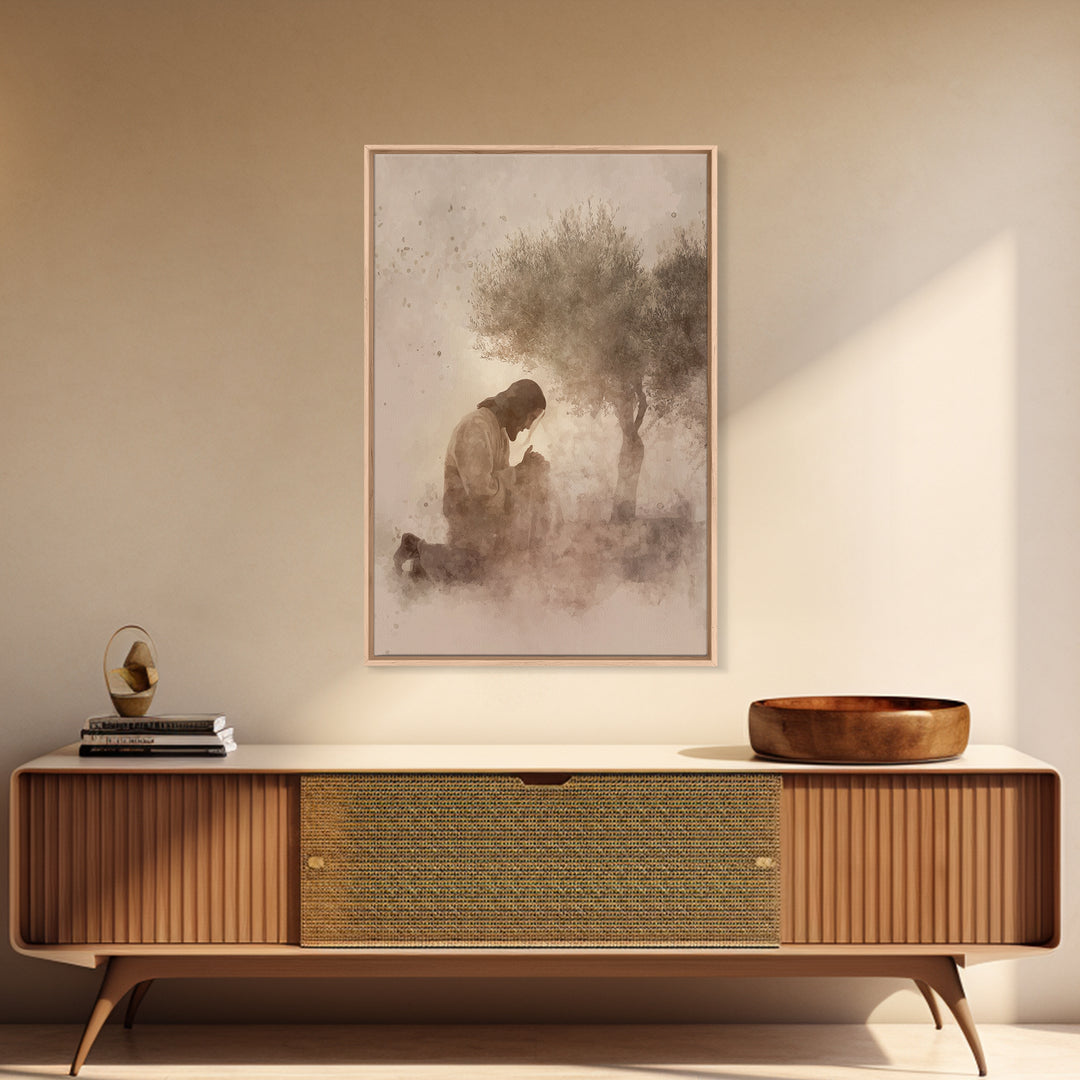Evening Grace | Framed Canvas Print | Christian Wall Art | Jesus Painting Canvas | Modern Christian Painting | Christian Art Work | Christi