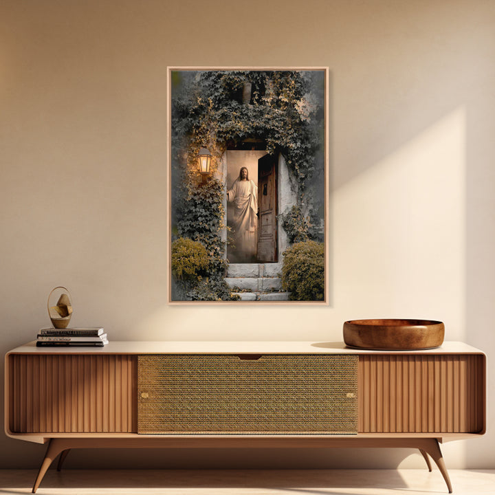 Radiant Threshold Light, Framed Canvas Print, Christian Wall Art, Jesus Canvas Art, Large Christian Painting, Christian Art Work, Christian