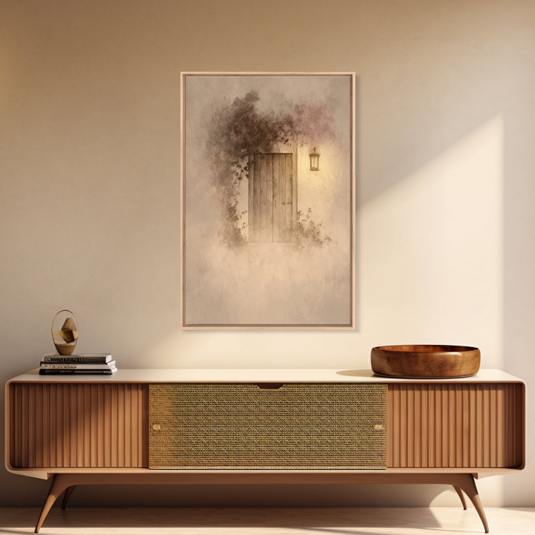 Silent Doorway Grace – Framed Canvas Print – Christian Art Canvas – Minimalist Christian Art – Christian Wall Art – Subtle Christian Painti