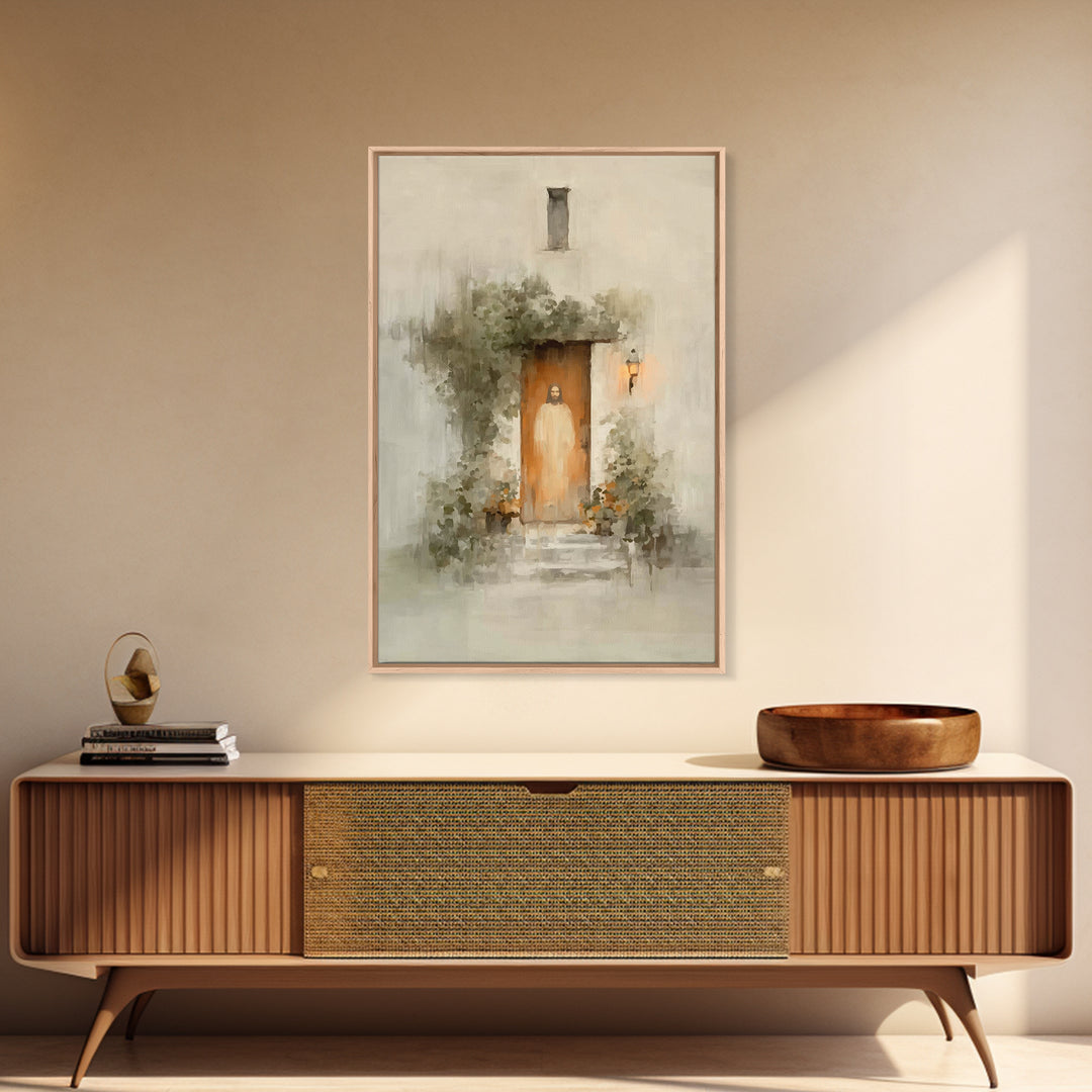 Warm Lantern Promise | Framed Canvas Print | Christian Wall Art | Christian Art Canvas | Jesus Painting | Unique Christian Art | Christian