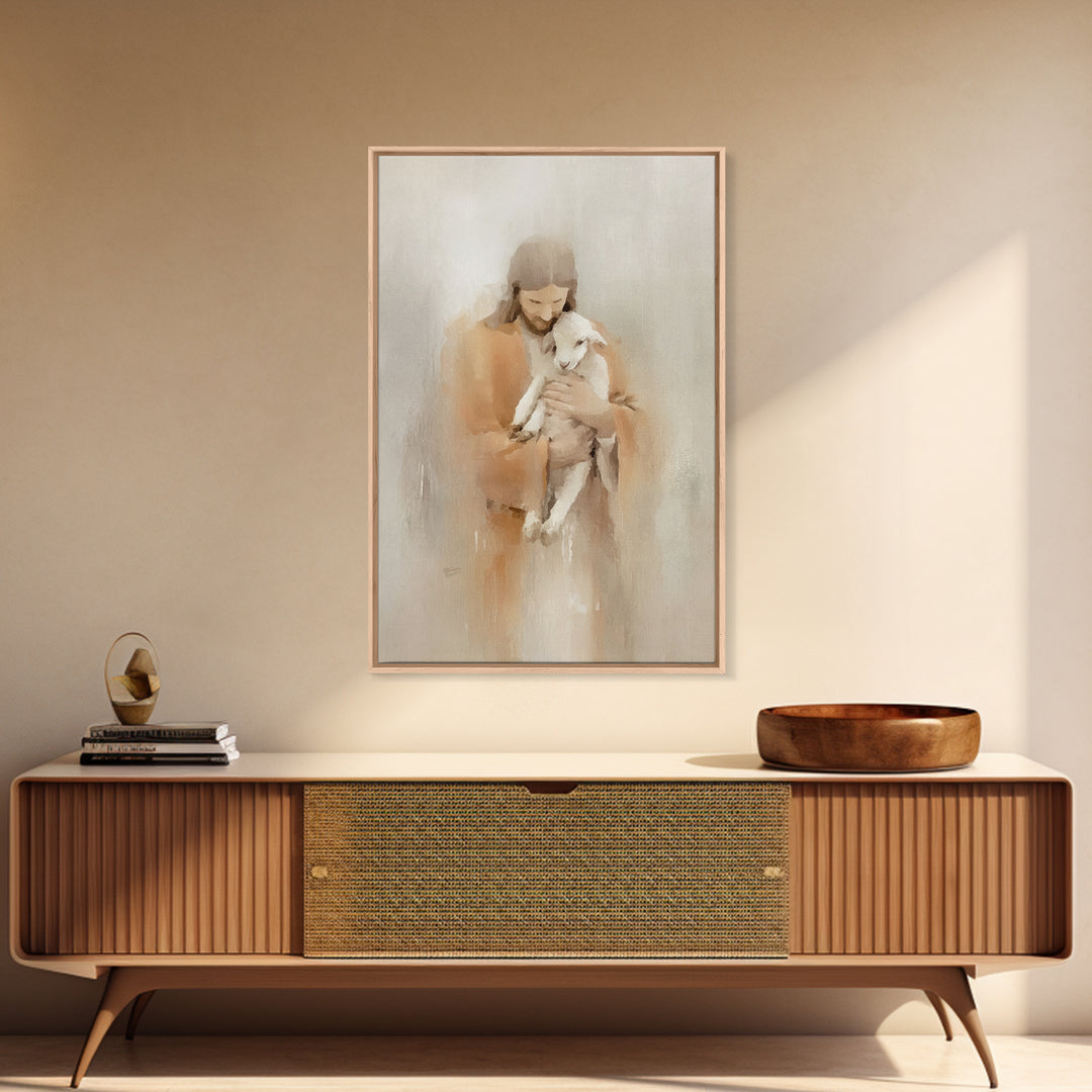 Twilight Shepherd Peace – Framed Canvas Print – Christian Wall Art – Christian Art Canvas – Jesus Painting – Moody Christmas Art – Christia