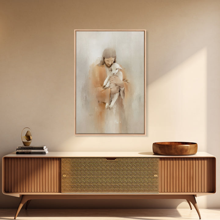 Twilight Shepherd Peace – Framed Canvas Print – Christian Wall Art – Christian Art Canvas – Jesus Painting – Moody Christmas Art – Christia