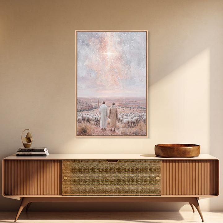 Radiant Sky Promise, Framed Canvas Print, Christian Wall Art, Christian Christmas Art, Christmas Art Prints, Christian Art Canvas