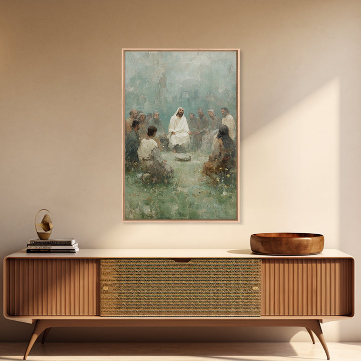 Gathered In Spirit | Framed Canvas Print | Christian Art Print | Christian Wall Art | Jesus Painting | Christian Gift | Modern Christian Ar
