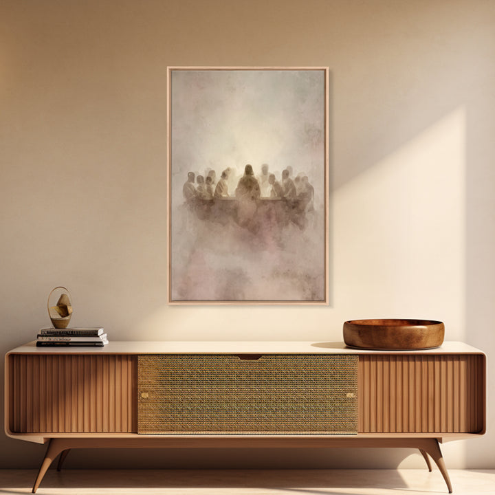 Sacred Supper | Framed Canvas Print | Christian Wall Art | Jesus Painting | Christian Art Canvas | Minimalist Christian Art | Christian Gif