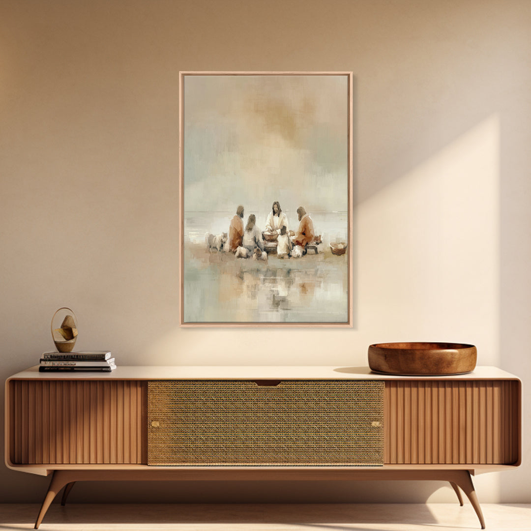Flock Circle Light | Framed Canvas Print | Christian Wall Art | Christian Art Canvas | Jesus Painting | Christian Decor | Subtle Christian
