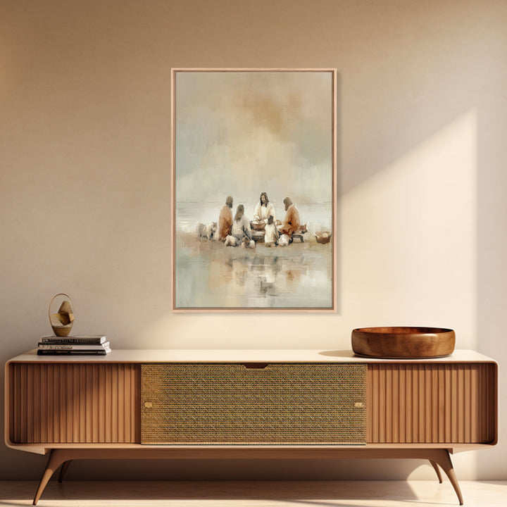 Flock Circle Light | Framed Canvas Print | Christian Wall Art | Christian Art Canvas | Jesus Painting | Christian Decor | Subtle Christian