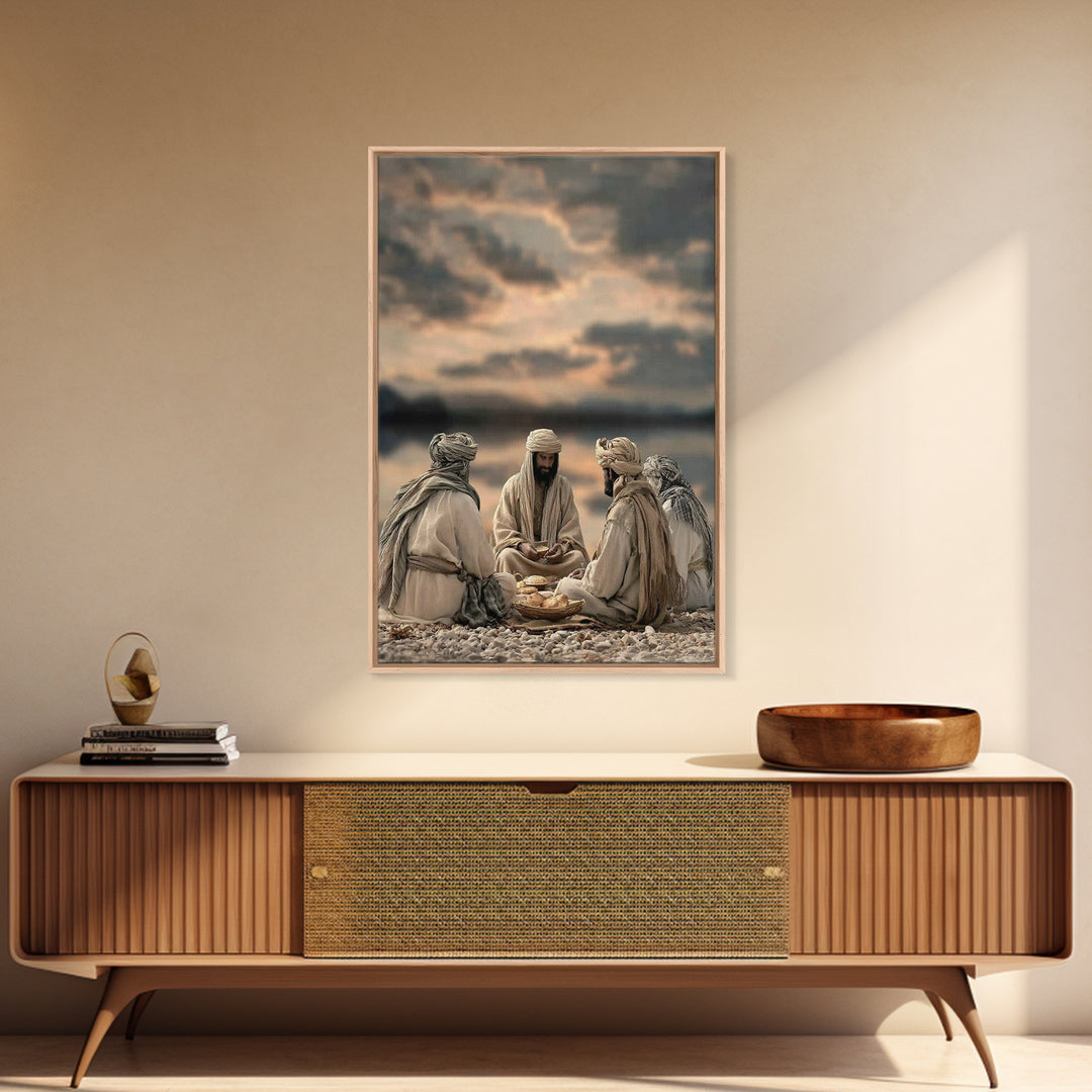 Desert Bread Fellowship – Framed Canvas Print – Christian Wall Art – Christian Art Canvas – Jesus Painting – Christian Decor – Unique Chris