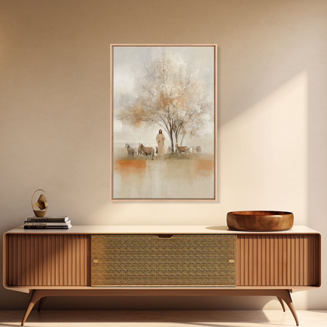 Quiet Orchard Watch, Framed Canvas Print, Christian Wall Art, Christian Art Canvas, Jesus Painting, Christian Decor, Minimalist Christian A