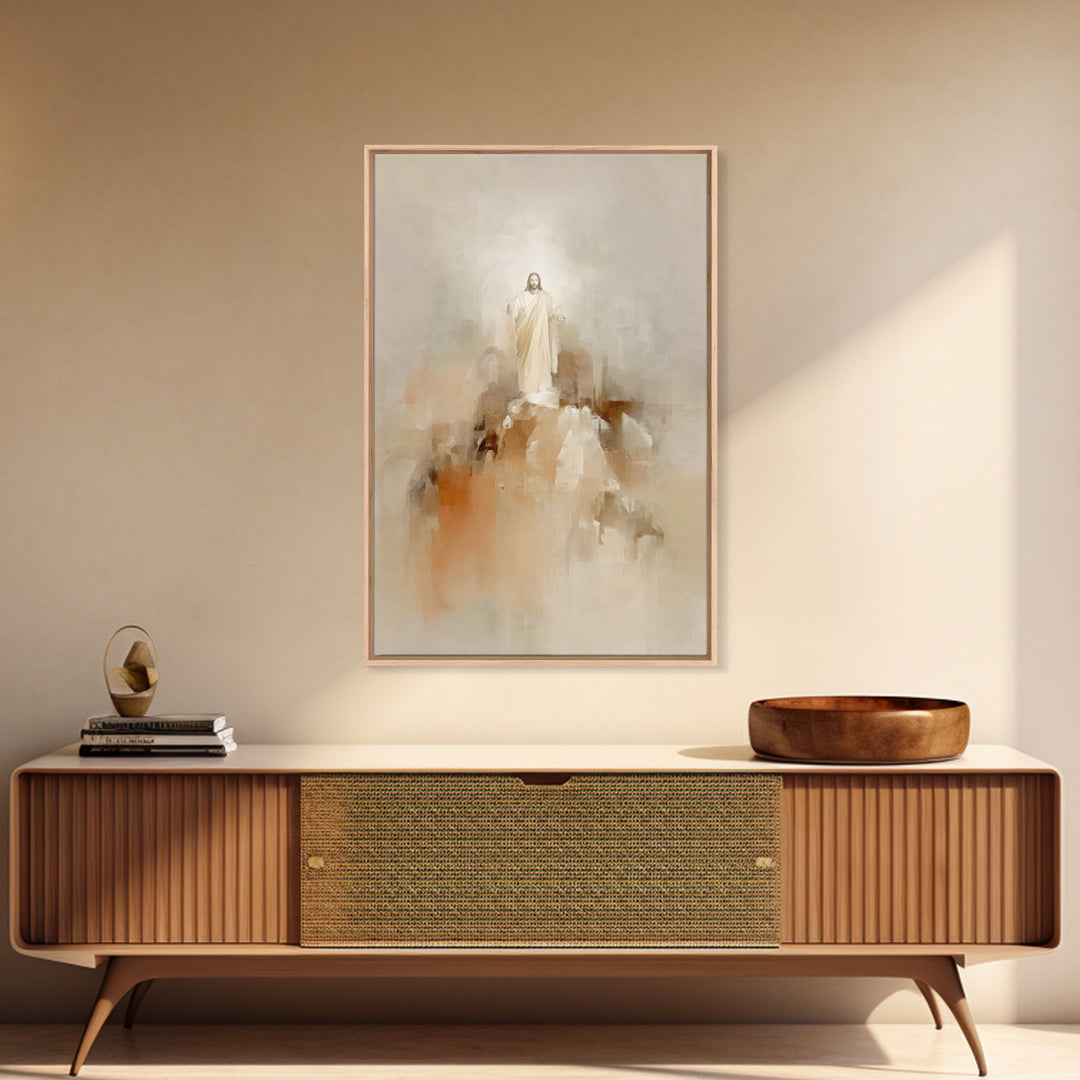 Ascension Glory – Framed Canvas Print – Christian Art Canvas – Jesus Painting – Christian Wall Art – Abstract Christian Art – Christian Dec