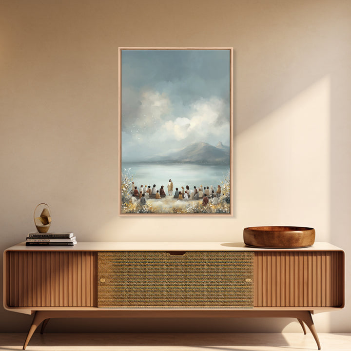 Lakefront Morning Word – Framed Canvas Print – Christian Art Canvas – Christian Wall Art – Jesus Painting – Christian Art – Christian Decor
