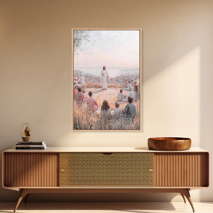 Sermon Of Light – Framed Canvas Print – Christian Wall Art – Jesus Painting – Christian Art Canvas – Christian Decor – Large Christian Pain