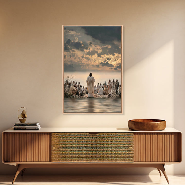 Twilight Discourse | Framed Canvas Print | Christian Art Canvas | Christian Wall Art | Jesus Painting | Christian Christmas Art | Modern Ch