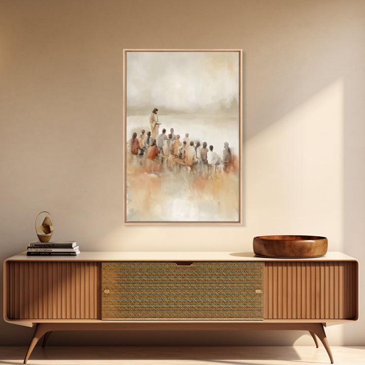 Quiet Shore Lesson – Framed Canvas Print – Christian Art Canvas – Minimalist Christian Art – Jesus Painting – Christian Wall Art – Subtle C