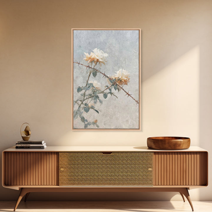 Thorn And Bloom – Framed Canvas Print – Christian Art Canvas – Christian Wall Art – Christian Painting – Christian Decor – Minimalist Chris