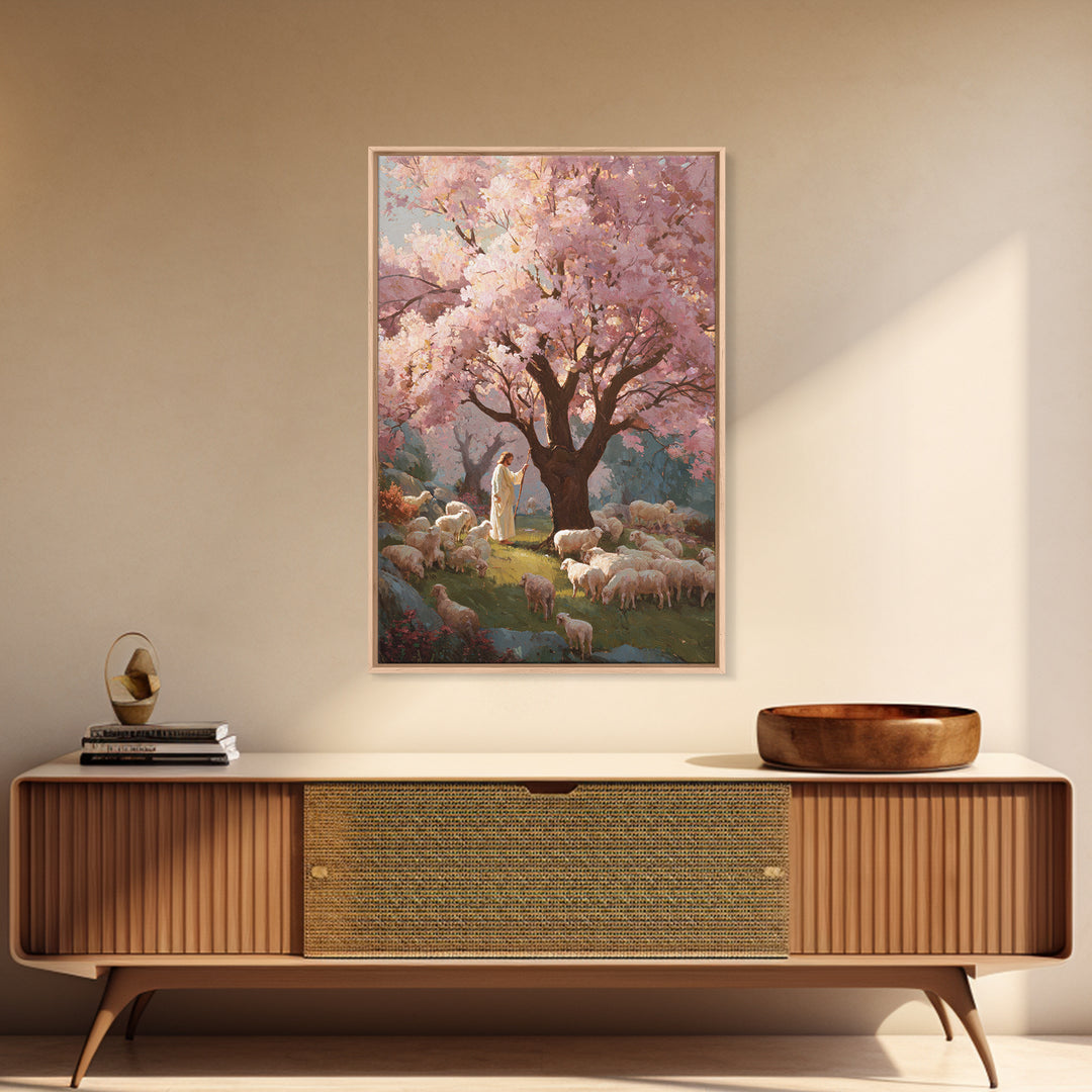 Blossoms Of Mercy – Framed Canvas Print – Christian Wall Art – Jesus Painting – Christian Art Canvas – Large Christian Painting – Christian