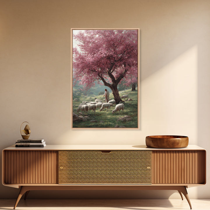 Pasture Of Peace | Framed Canvas Print | Christian Art Canvas | Jesus Painting | Christian Wall Art | Christian Christmas Art | Modern Chri