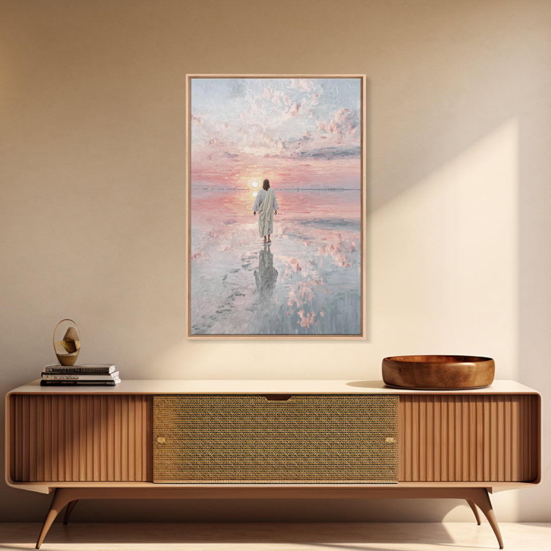 Eternal Quiet Steps - Framed Canvas Print - Large Christian Art - Christian Wall Art - Jesus Painting - Christian Art Canvas - Christian Ch