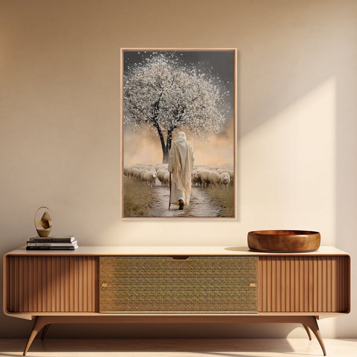 Blossom Shepherd Way – Framed Canvas Print – Jesus Painting – Christian Art Canvas – Christian Wall Art – Christian Art Work – Christian De