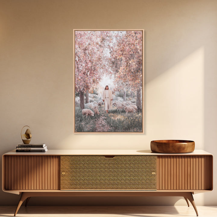 Pathway Of Gentle Care – Framed Canvas Print – Christian Wall Art – Jesus Painting – Christian Art Canvas – Christian Gift Ideas – Vintage