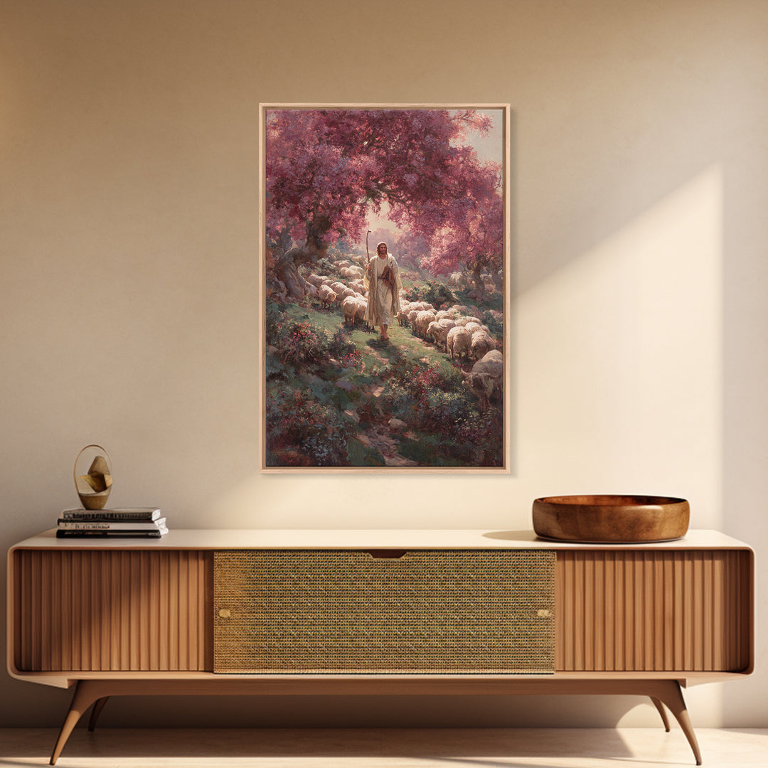 Pastures Of Peace – Framed Canvas Print – Christian Art Canvas – Christian Painting – Subtle Christian Art – Jesus Wall Art – Christian Chr