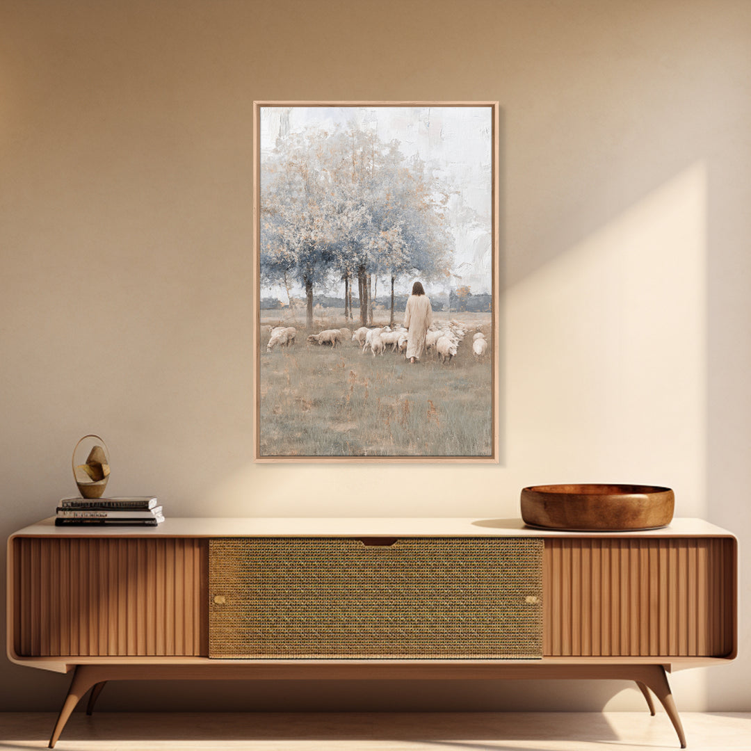 Fields Of Quiet Grace – Framed Canvas Print – Subtle Christian Art – Christian Art Canvas – Jesus Painting – Christian Wall Art – Christian