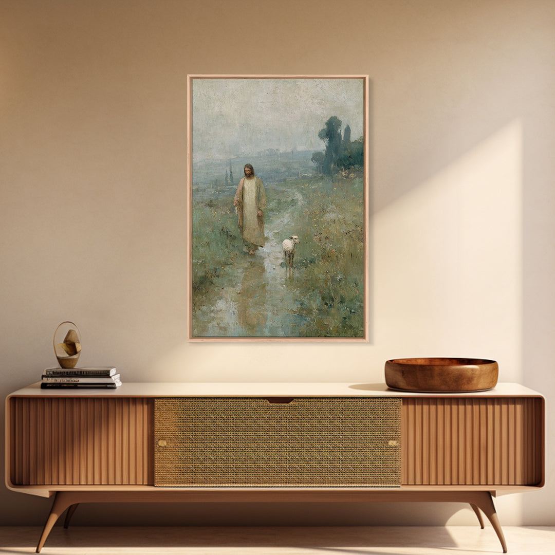 Gentle Morning Walk – Framed Canvas Print – Christian Wall Art – Jesus Painting – Subtle Christian Art – Christian Art Print – Christian De