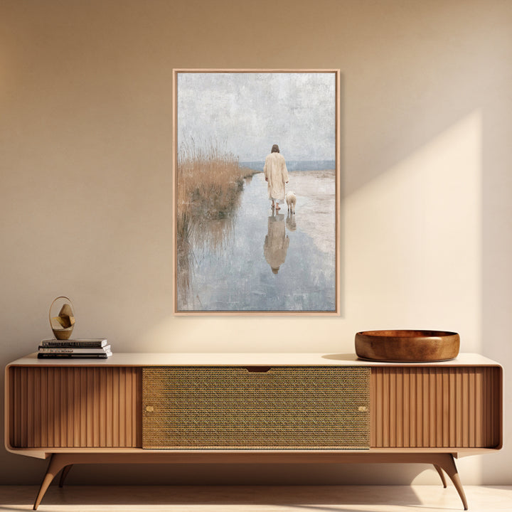 Hillside Shepherd Peace | Framed Canvas Print | Christian Wall Art | Jesus Art Canvas | Vintage Christian Art | Christian Painting | Christ