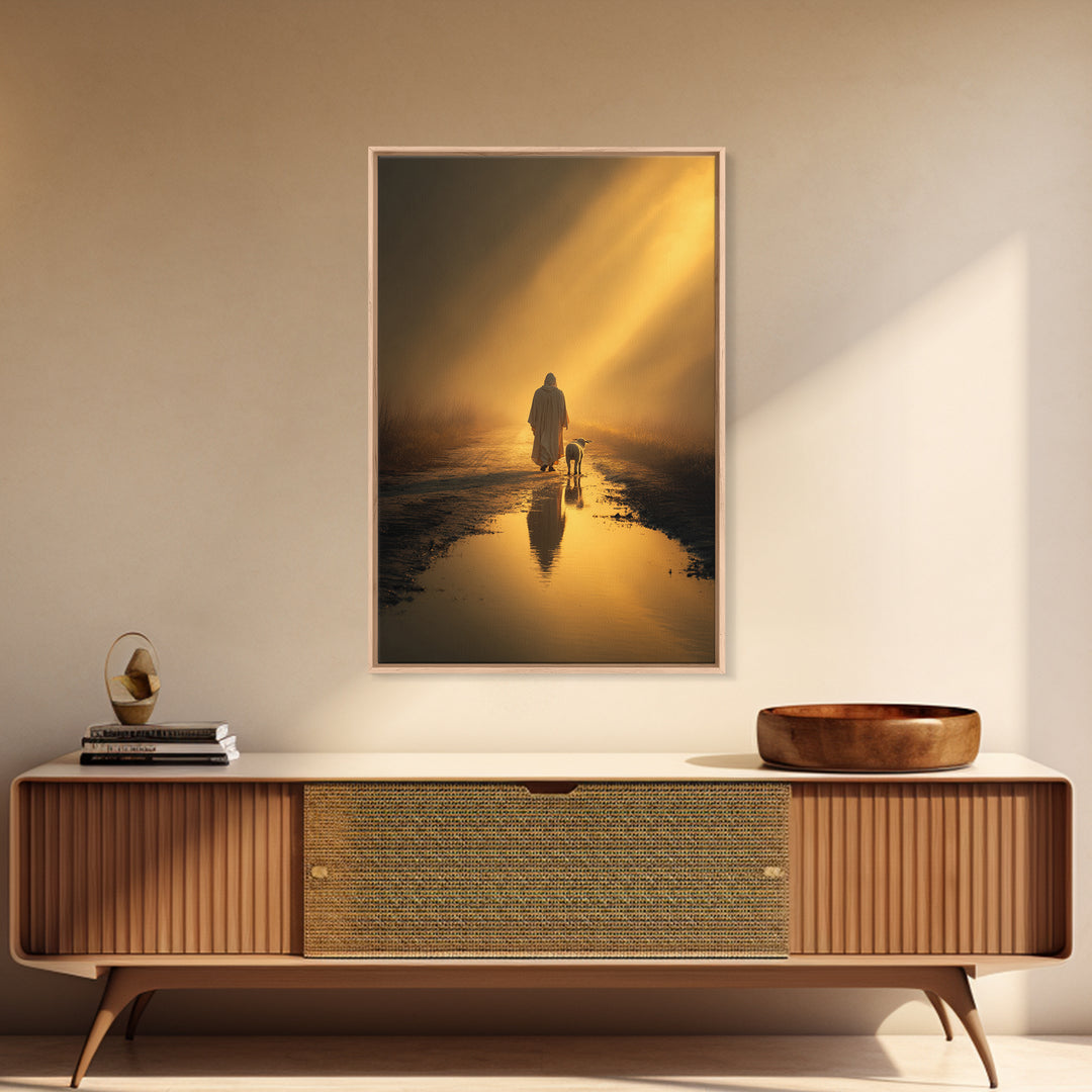 Dawn Shepherd Quiet | Framed Canvas Print | Christian Wall Art | Jesus Art Print | Moody Christian Art | Large Christian Painting | Christi