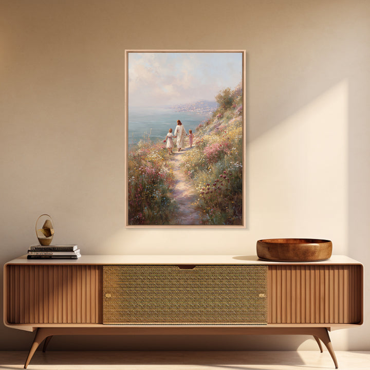 Seaside Promise Light – Framed Canvas Print – Christian Wall Art – Christian Art Canvas – Jesus Painting – Christian Decorations – Subtle C