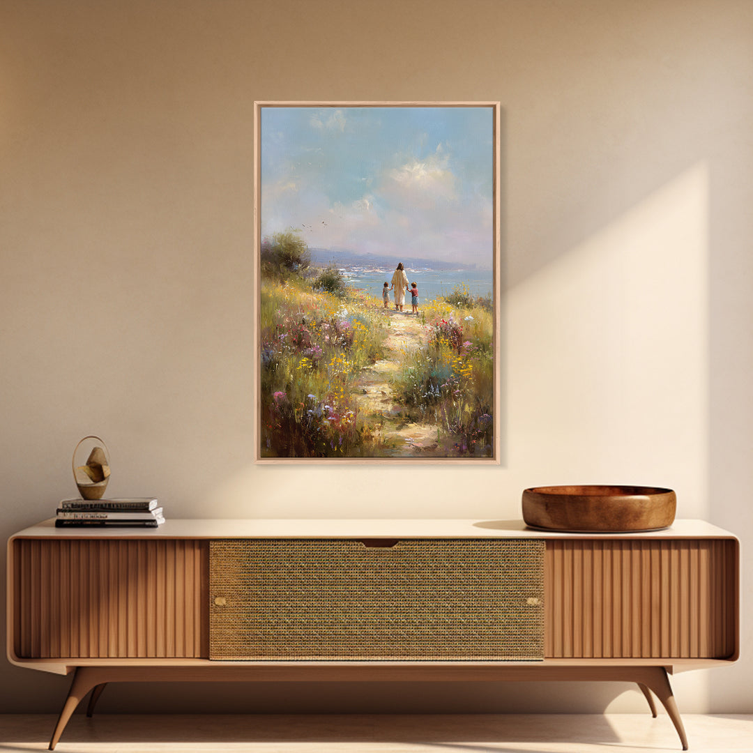Field Of Gentle Hope – Framed Canvas Print – Christian Wall Art – Jesus Art Canvas – Subtle Christian Paintings – Christian Art Gift – Vint