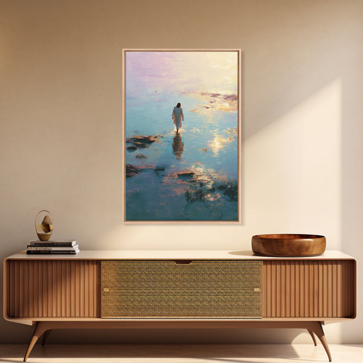 Waters Of Promise - Framed Canvas Print - Christian Art Canvas - Christian Wall Art - Jesus Painting - Modern Christian Painting
