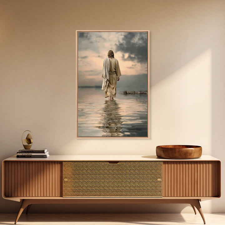 Evening Grace | Framed Canvas Print | Jesus Painting | Christian Art Canvas | Christian Wall Art | Moody Christian Art