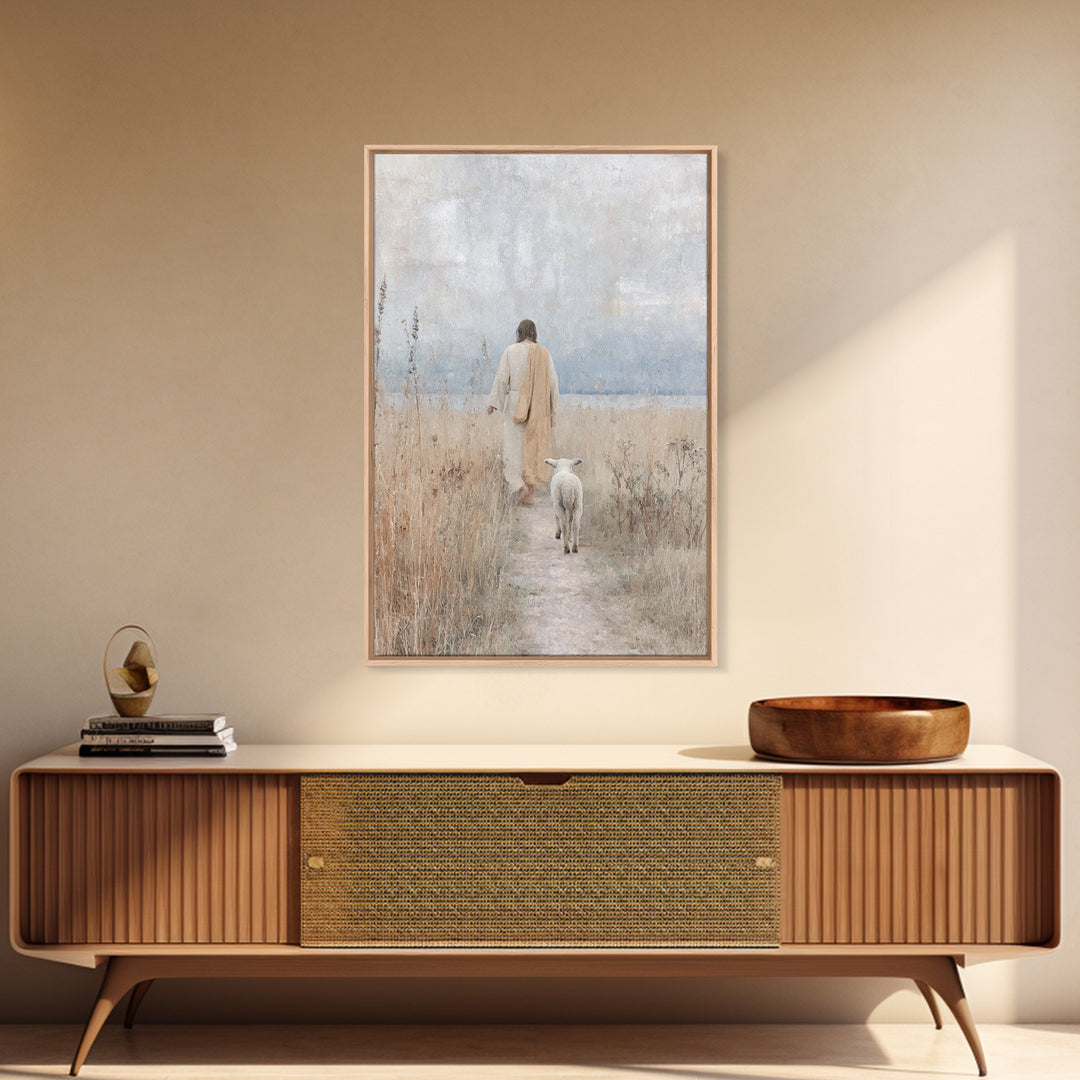Shepherd’s Walk | Framed Canvas Print | Christian Art Canvas | Christian Wall Art | Christian Painting | Christian Gift Ideas