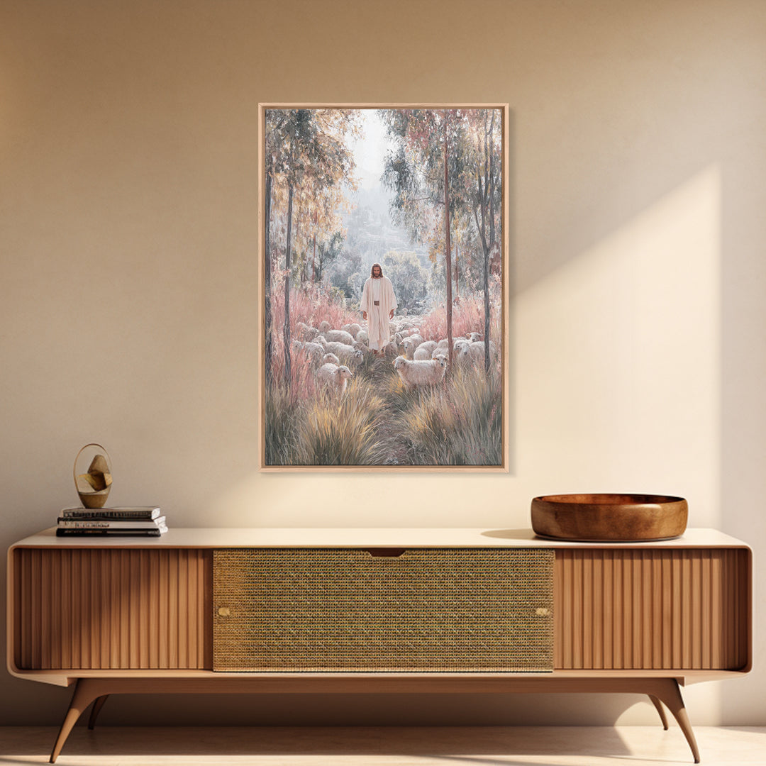 Radiant Shepherd – Framed Canvas Print – Christian Art Canvas – Christian Wall Art – Jesus Painting – Modern Christian Art – Christian Chri